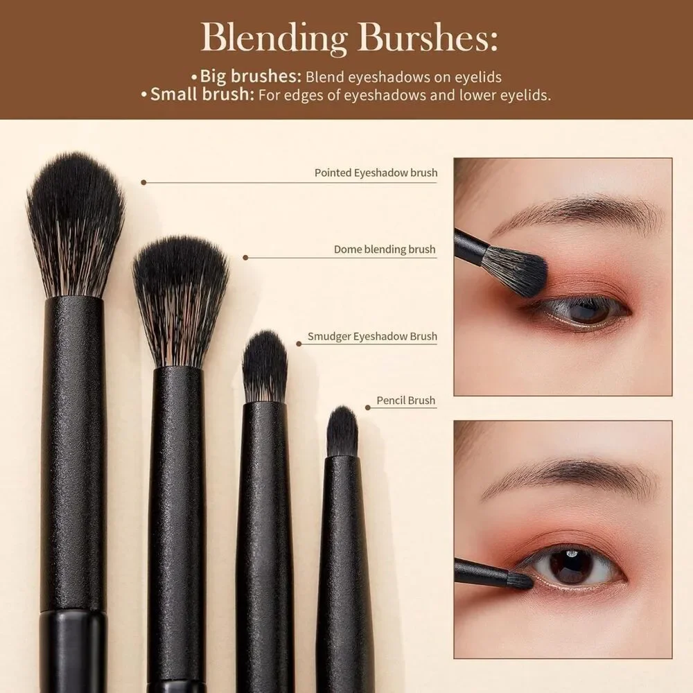Jessup 10 Pieces Elegant Black T337 Professional Eye Makeup Brushes Set